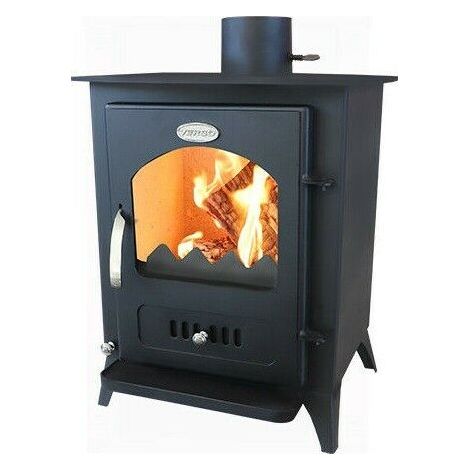 Poêle à bois 7,5 kW – Volume chauffable 70-100 m³ – Rendement 80,2 % – Température fumées 204 °C – Compact et performant – Verso (1/4)