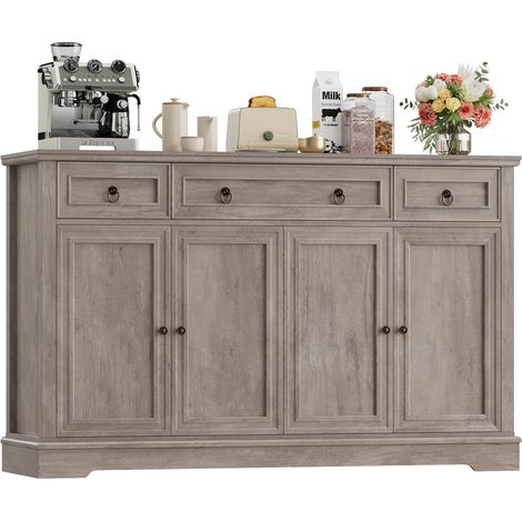 Sideboard 134×40×87 cm, Küchenschrank mit 3 Schubladen und 4 Türen, Buffetschrank, Sideboard für Wohnzimmer und Küche,Retro