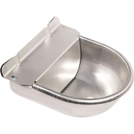 royaluxe - Abreuvoir Automatique Bol Distributeur d'eau Potable en Acier Inoxydable avec Robinet à Flotteur Trou de Drainage pour Cheval Bovin Chèvre Mouton Porc Vache Chien, modèle: Argent (1/5)