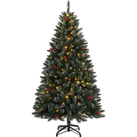 Albero di Natale Albero natalizio Albero festivo Artificiale Incernierato con 300 LED 180 cm (1/5)