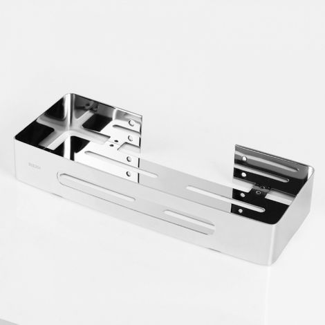 mensola da doccia argentata, in acciaio inox lucido, per shampoo, 4,5 x 31 x 12 cm, supporto da appendere (1/5)