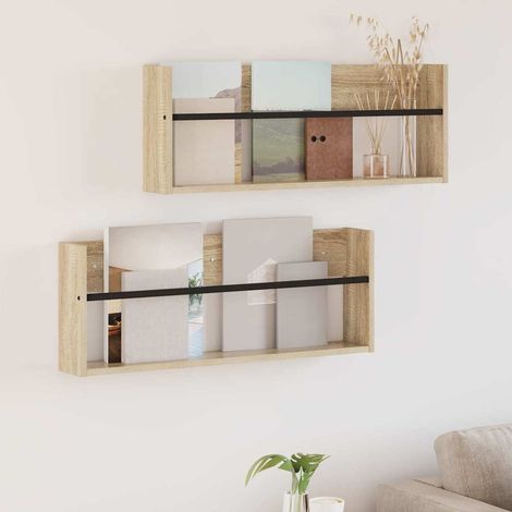 vidaXL Scaffale per riviste 2 pcs Rovere Sonoma 80 x 12 x 30 cm