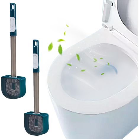 Lot de 2 brosses de nettoyage pour toilettes, distributeur de savon, brosse de nettoyage pour toilettes, vert (1/5)