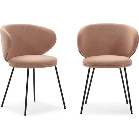 CALICOSY - Lot de 2 chaises en tissu avec pieds en métal noir L60 cm - RUSH (1/5)