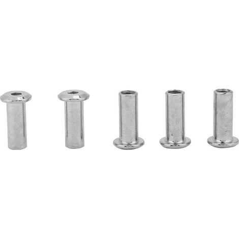 Écrou Plat et Manchon Hexagonal en Fer Plaqué pour Meubles Tête Ronde et Hexagonale pour Vis Poteau M620, 30 Pièces (1/5)