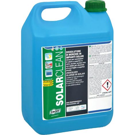 Detergente elimina morchie fanghi negli impianti ai pannelli solari FACOT Solar Clean - tanica da 5 Lt
