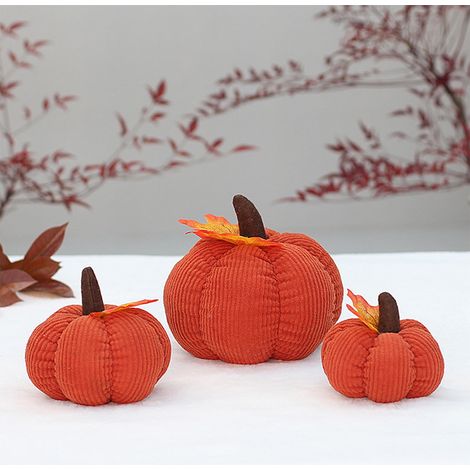Citrouille En Tissu - Décoration Automnale Pour Intérieur Extérieur - Halloween Action De Grâce Mariage - Lot De 3 Tailles 10 12 15 Cm (1/5)