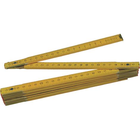 Doppiometro in legno giallo - testata rosso/nera con bollo