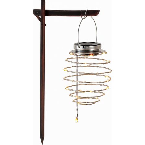 Lampe solaire décorative en métal pour jardin, lanterne LED à ressort pour terrasse et extérieur, lumière chaude (1/4)