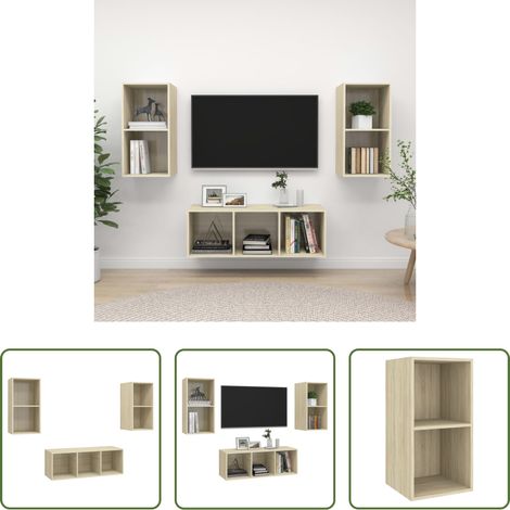 vidaXL Wandhalterung - 3-tlg. TV-Schrank-Set Sonoma-Eiche Holzwerkstoff (1/5)