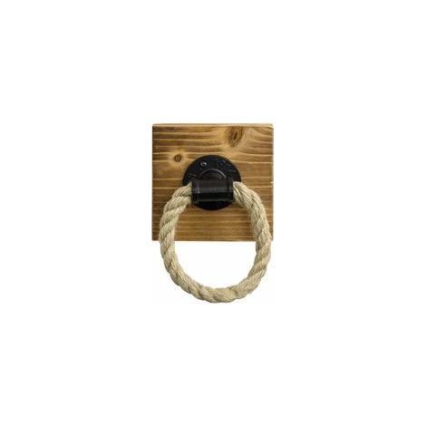 Anneau porte-serviettes mural en corde et bois, style rustique américain –