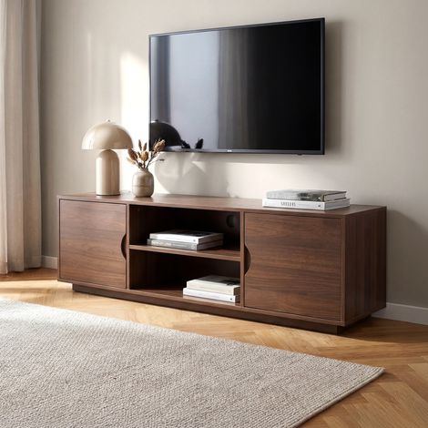 Meuble TV escandinavo 140 cm 2 puertas acabado nogal SVEN (1/5)