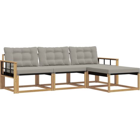 Set di divani da esterno 4 pz Bianco e Grigio Chiaro vidaXL (1/5)
