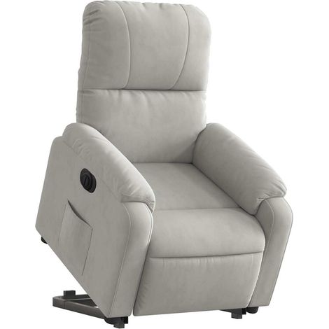 Fauteuil relax TV fonction de levage électrique très confortable en tissu microfibre gris DEC028330