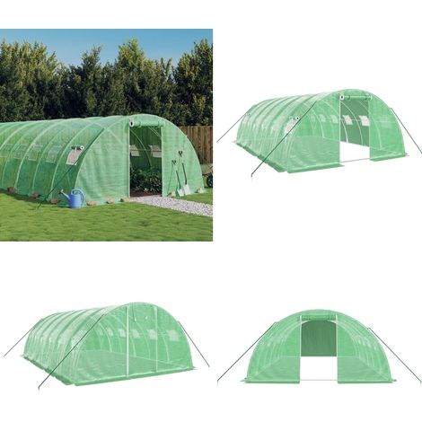 Serre avec cadre en acier vert 24 m² 6x4x2 m - Serre De Jardin - Serre Verte - Abri Jardin - Tunnel De Jardin - Protection Plante - Home & Living (1/5)