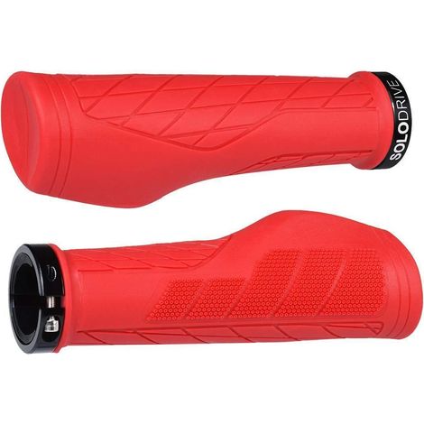 Ergonomische Fahrradgriffe Rot, rutschfest, Single Lock-on, für MTB, E-Bike (1/5)