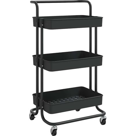 Maison Exclusive - Carrello da Cucina 3 Ripiani Nero 42x35x85 cm Ferro e ABS (1/5)