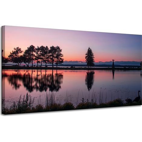 Leinwanddruck Sonnenuntergang über dem Wasser 120x60 cm