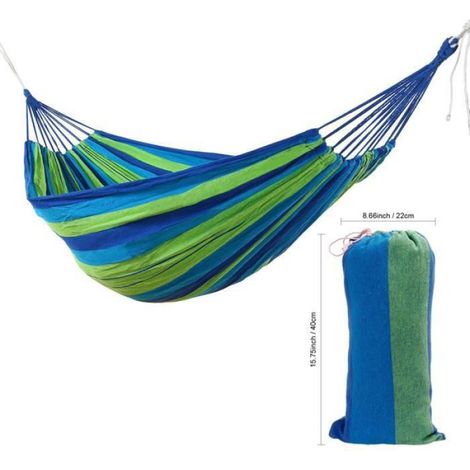 Hamac - Toile À Voile - Capacité 200 Kg - Dimensions 280 X 150 Cm - Pour 2 Personnes - Bleu (1/4)