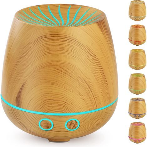 D iffuseurs d'huiles essentielles 120ML, Mini USB Diffuseur d'aromathérapie Humidificateur d'arôme à ultrasons Brume sans Eau Arrêt Automatique 7 Couleurs LED Humidificateur Brun (1/5)
