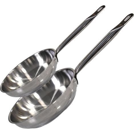 ELO 9903450 - Set di 2 padelle da 28 cm e 32 cm, 2 padelle in acciaio inox, padella da cucina in acciaio inox, padella da forno, 28 cm e 32 cm (1/3)