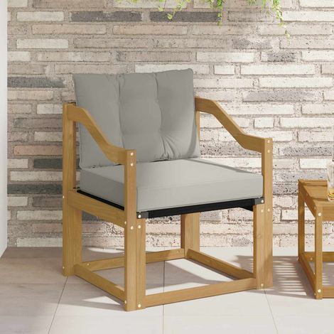 vidaXL Canapé d’extérieur Bois d'Acacia Massif Blanc et gris clair (1/5)