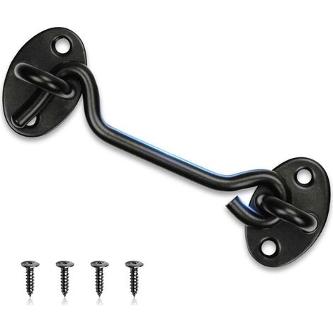 1 pièce Loquet de porte, loquet de serrure de porte, loquet de portail, serrure de porte de grange, crochet et loquet à œil idéal pour fenêtre, chambre à coucher, 4 pouces