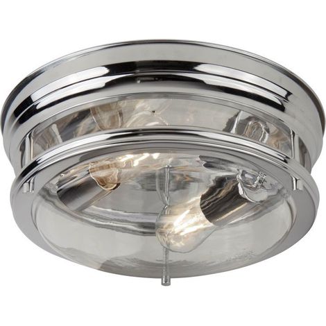 Searchlight Edinburgh - Plafonnier affleurant de salle de bains à 2 ampoules Chrome IP44, E27 (1/3)