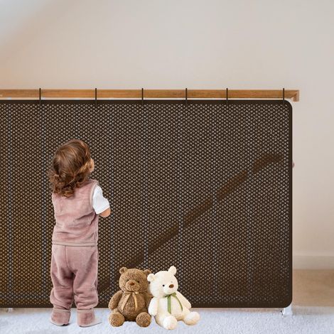 Filet de Sécurité Enfant, Grillage Rampe d'escalier Sécurité Bébé, Filet de Protection Balustrade Escalier Rideau de Protection pour Escalier et Balcon pour Enfant Chat (Coffee, S(300 90cm)) (1/5)