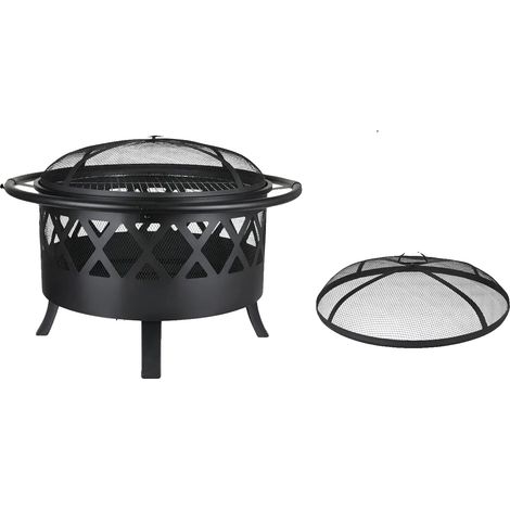 Brasero, Tamaño Ø81cm, Material hierro, Parrilla Ø58cm, Atizador 49cm, Protección segura contra chispas, Diámetro 81cm (1/2)