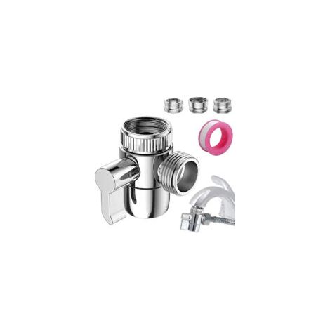 Valvola deviatrice a 3 vie per doccia, valvola di intercettazione per soffione doccia per cucina o bagno con adattatore per rubinetto M22-M24, M22-G1/2” - Crezuo