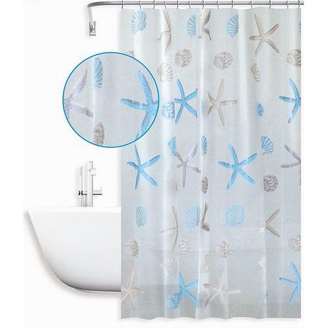 Cleafe - Tenda Doccia Antimuffa Impermeabile 240 X 200cm Anelli Bagno Stelle Marine 59806 - (1/2)