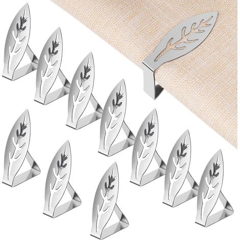 Lot de 10 pinces nappe acier inoxydable pour plateaux de table épais support de nappe table restaurant salle manger familiale jardin (1/5)