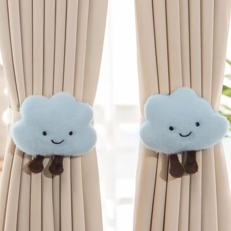 Lot de 2 Embrasses de Rideaux en Forme d'animal de Dessin Animé Embrasse pour Rideaux pour Chambre d'enfant ou Bureau Décoration de Fenêtre de Chambre d'enfant Lion (Nuages) (1/5)