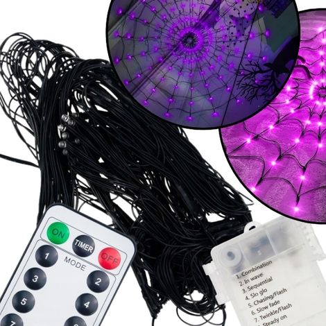 Spinnennetz-Lichterkette mit 70 LEDs, lila, für Halloween (1/5)