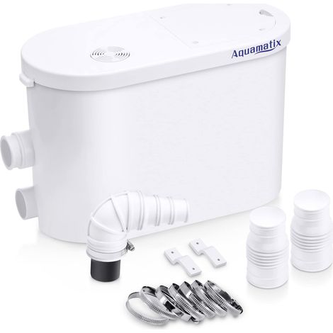 Pompe de douche 400W Broyeur Sanitaire Pompe de relevage 145L/min 2 entrées pour douche éviers Distance de pompage verticale 8 m avec filtre à charbon (1/5)
