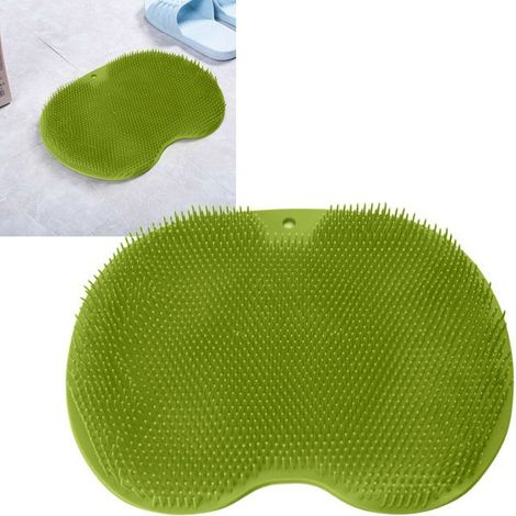 BelleRise - Tapis de massage pied pomme – Brosses exfoliantes sans plier – fixation ventouse, spa douche – vert (1/4)