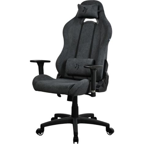 Arozzi Torretta Premium SoftFabric™ Chaise Ergonomique de Bureau ou de Jeu, mécanisme de siège avancé, accoudoirs 3D, Dossier Haut inclinable, pivotant, 2 oreillers de Soutien Doux - [Dark Grey] (TORR