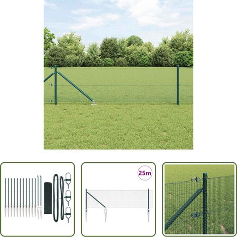 vidaXL Clôture en acier - Poteau de clôture. Vert 25 x 0,8 m (12 x 12 mm mailles) (1/5)