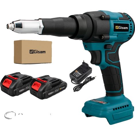 Pistolet à riveter électrique, moteur sans balais, haute force de traction, 2 Boîte en Carton de Piles (1/2)