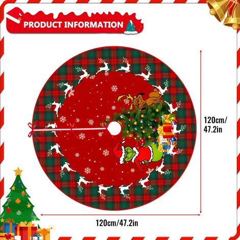 Gonna natalizia 120 cm, copertura rossa per albero, gonna rotonda per albero, tappetino decorativo per albero di Natale e casa (1/4)