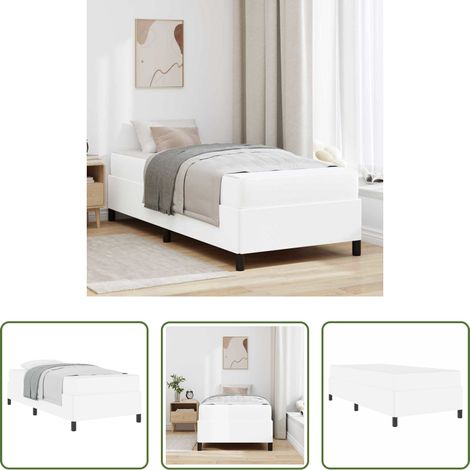 Cadre de lit - Cadre de lit avec matelas Blanc 80 x 200 cm tissu (1/5)