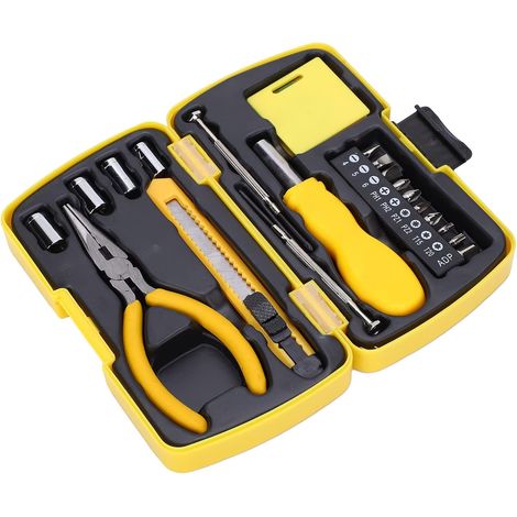 Household Hand Tool Kit, Carbon Steel Screwdriver, Socket, Bit, Measuring Tape, Utility Knife for Everyday Maintenance (1/5)