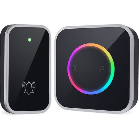 Sonnette sans fil,étanche IP66,400 m,batterie RGB amovible,sonnette sans fil d'extérieur,60 mélodies et 5 niveaux pour la maison