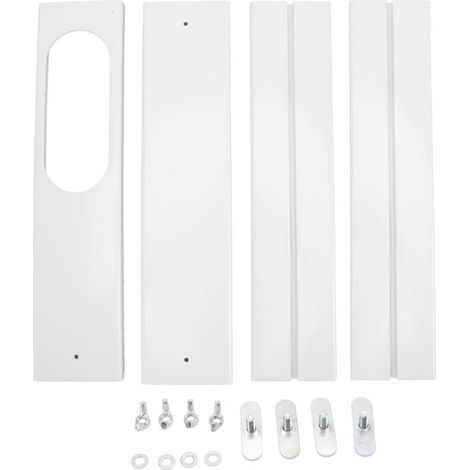 4 Plaques d'Étanchéité Fenêtre pour Climatiseur Portable, Kit Ventilation PVC Réglable, Calfeutrage Porte Fenetre Climatiseur, Installation Verticale/Horizontale, Joint de Fenêtre Coulissant (1/5)