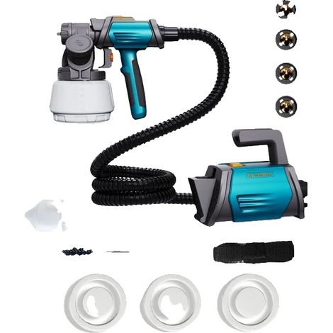 Pistolet à Peinture, Électrique 800W, 4 Buses, Bleu, 100V-240V Prise EU (1/2)