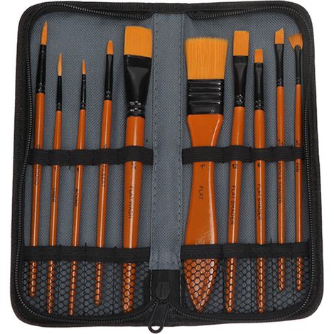 Ensemble de pinceaux à peinture à l'huile trempés à la main, manches ergonomiques, avec couteaux à palette et éponges pour artistes et création artistique. (1/5)