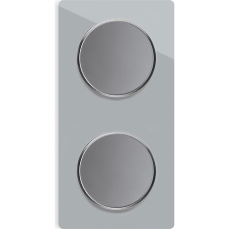 2x Lichtschalter mit Glas-Abdeckrahmen 2fach senkrecht - grau (1/5)