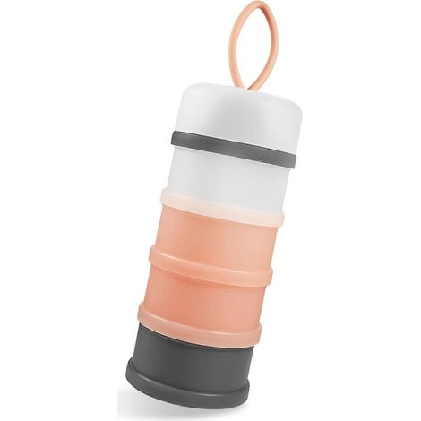 Distributeur de lait infantile, cartouche de lait portable pour les voyages, empilable et anti-fuites, boîte à goûter pour bébés et enfants sans BPA - Rose (1/5)