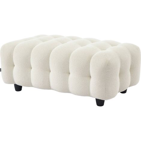 sweeek - Sitzhocker Fußhocker mit strukturiertem Bouclébezug für 3-Sitzer Ecksofa Leon